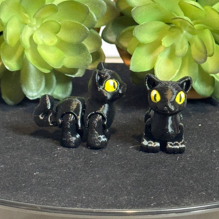 Cat (Black) • Mini 3D Printed Articulated Animal • Flexi Animals • Halloween for wholesale by Lorianne Kol
