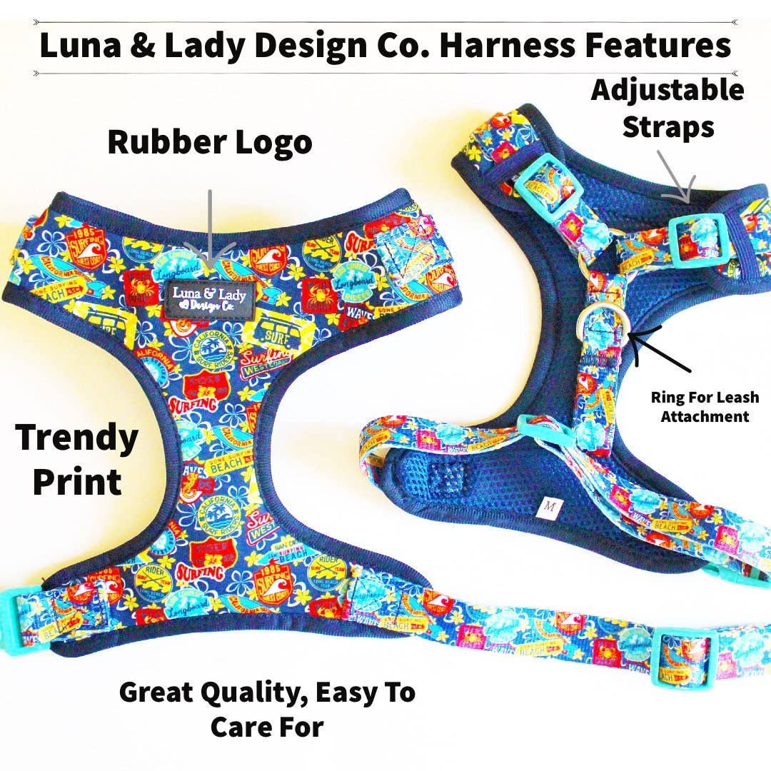 Luna & Lady Design Co. - Wholesale Pet Harness - Dog - Surfrider Adjustable Dog Harness Navy Blue1