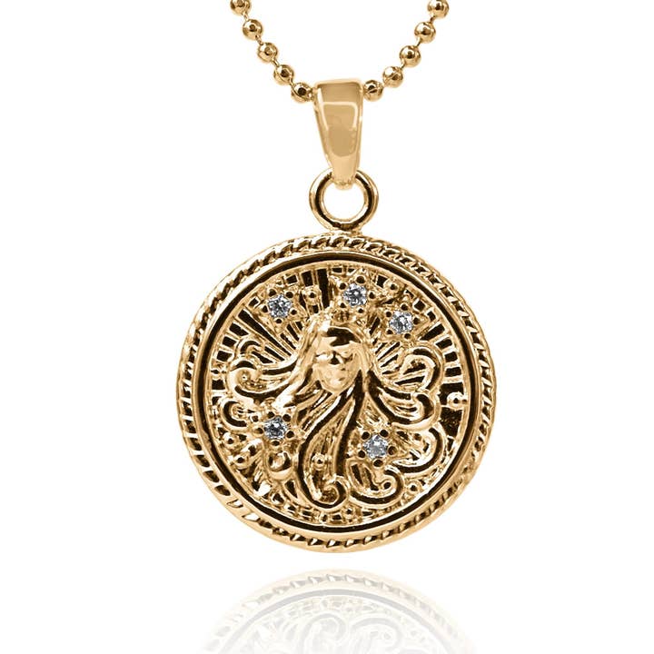 Collier de monnaie du zodiaque de la Vierge pour la vente par Nomie