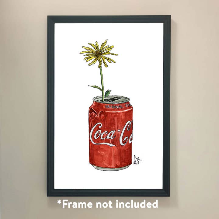 Lámina de flores amarillas en lata de Coca Cola para venta al por mayor de Lee McGuire Art