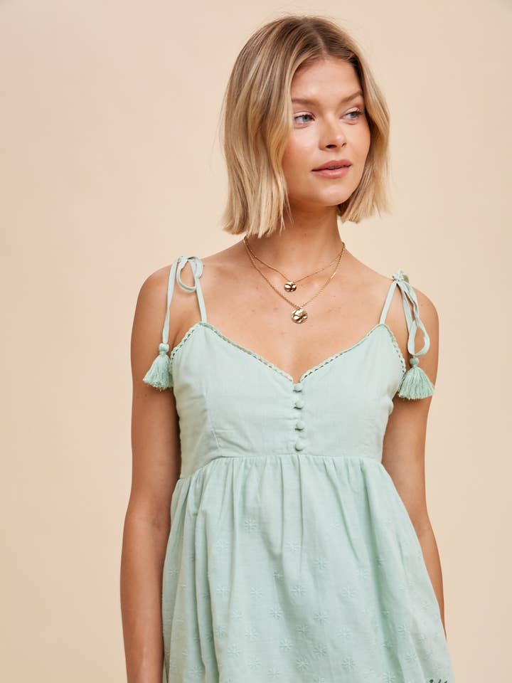 KATOENEN CAMISOLE MET KWASTEN EN STRIKBANDJES voor wholesale door In Loom