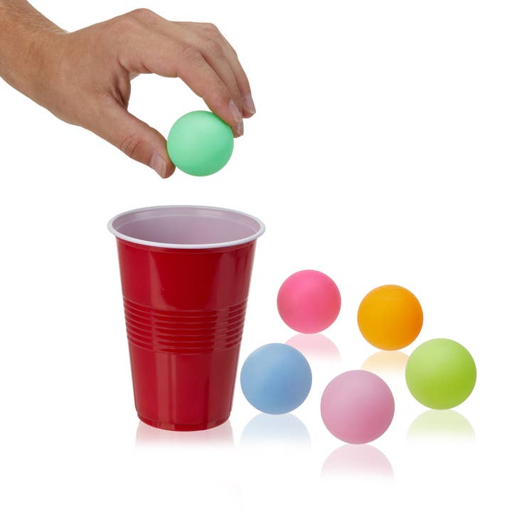 TRUE - Wholesale Sports Ball - Neon Ping Pong / Beer Pong Balls - Asst Colors - Pack of 6
