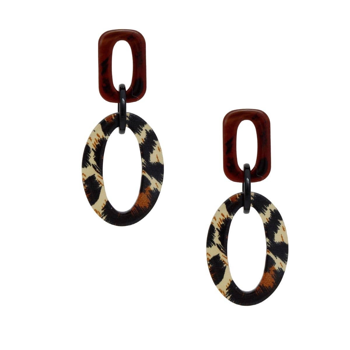 Drop Jungle Chic Leopard Print Geometric Earrings for wholesale on Faire1