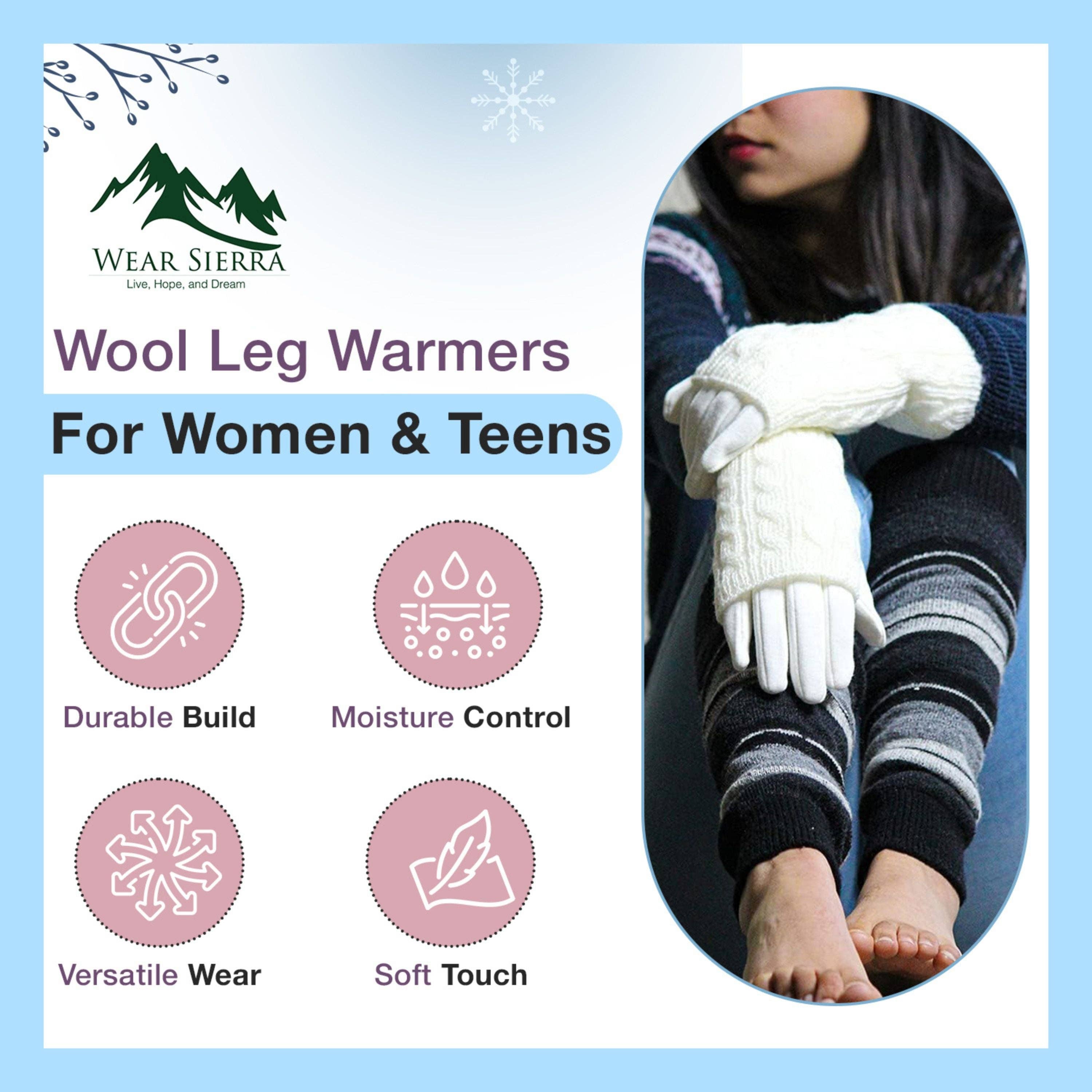 Sierra Socks - Wholesale Legwarmers - Women's - Girl's Stripe Lambswool Knee Hi Leg Warmers W42439