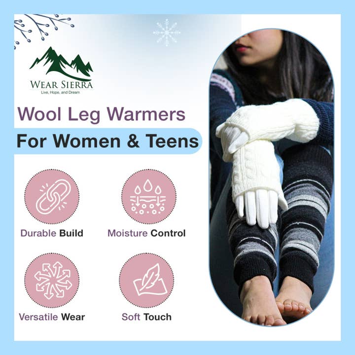 Sierra Socks - Wholesale Legwarmers - Women's - Girl's Stripe Lambswool Knee Hi Leg Warmers W42439
