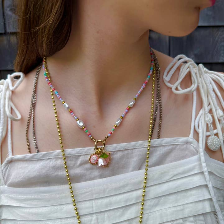 Gunner & Lux - Wholesale Kids Necklace - Kids - Beaded Pearl Floral Heart Necklace1