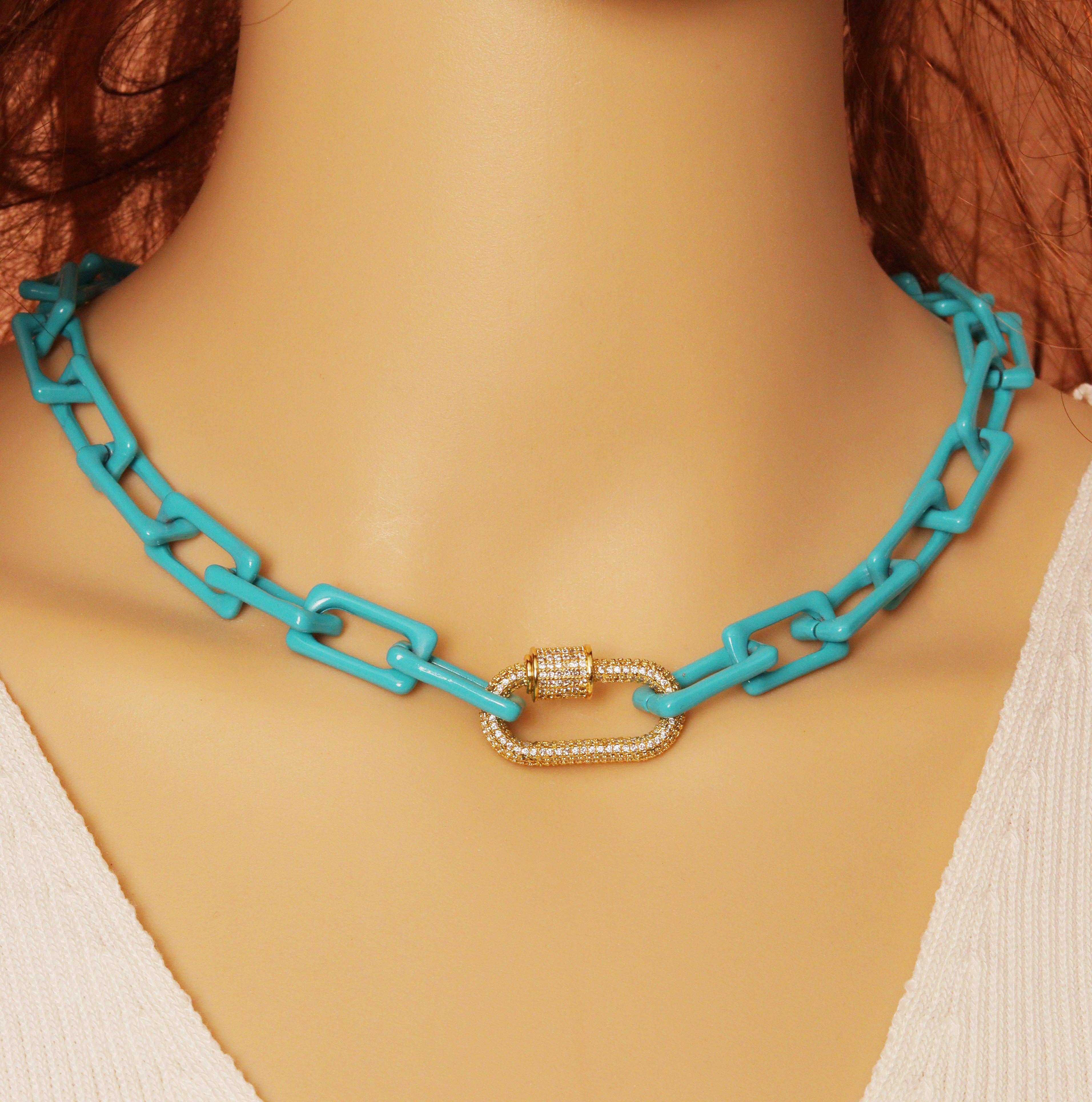 BestBeads&Beyond – Großhandel Gliederhalskette – Bunte ovale Emaille-Kette, Sku #EF2351