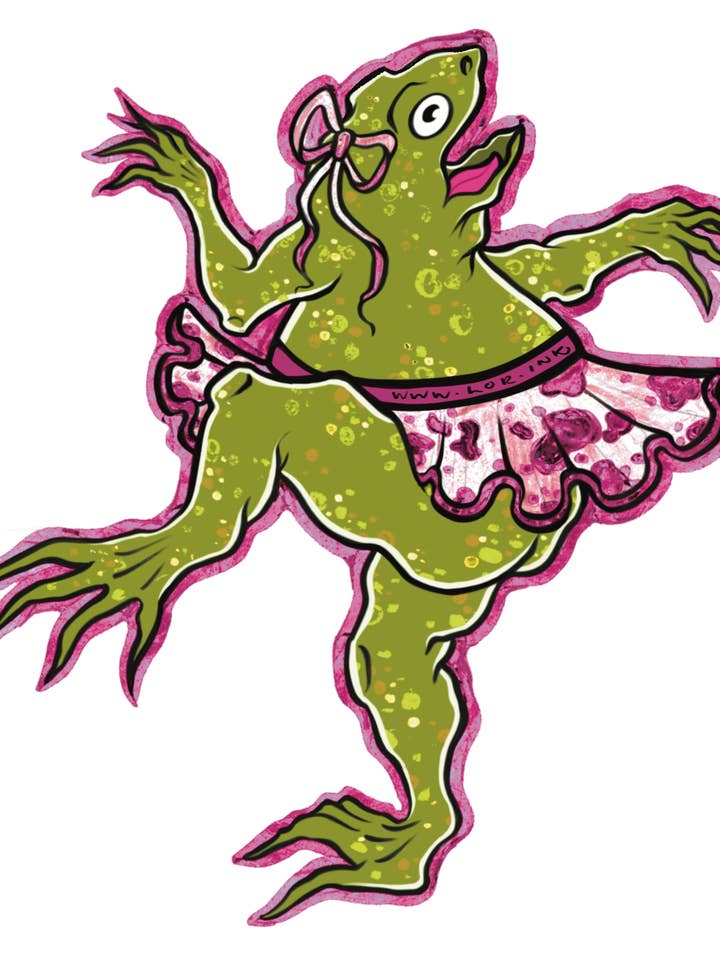 Ballerina Frog Existential Crisis 3" Screaming Sticker for wholesale by LOR&INK