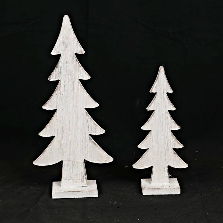 Holiday Depot Inc. - Wholesale Christmas Decoration - M32741-Antique white carved wood tree (10in)