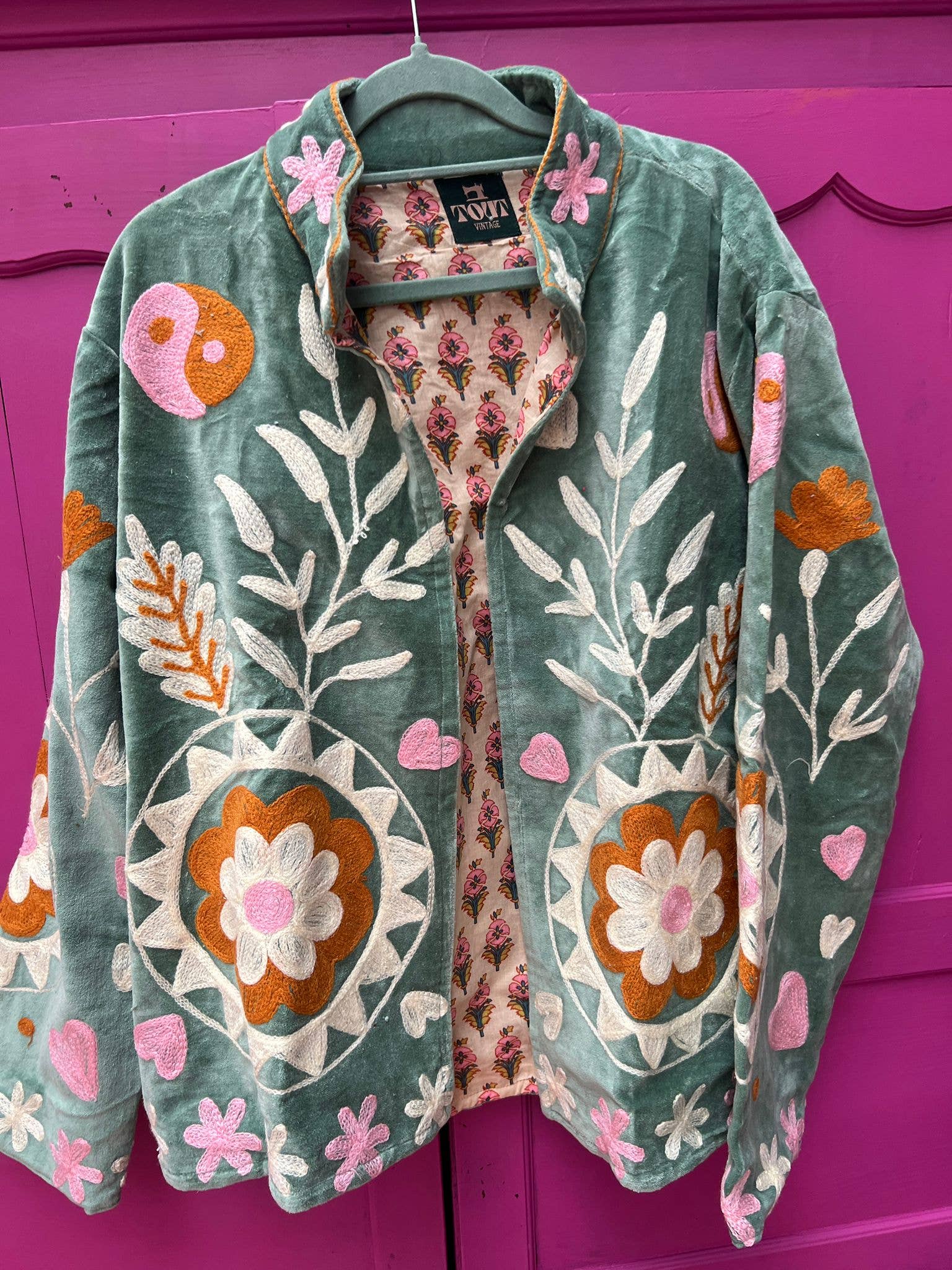 ToutVintage - Wholesale Jas - Dames - Velvet green yingyang2