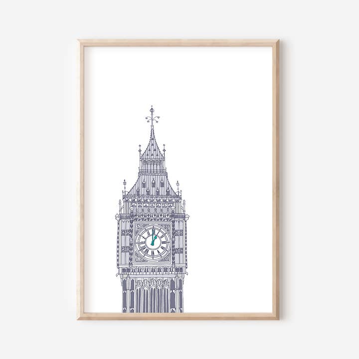 Big Ben Londen Kunstdruk | A3 Geïllustreerde Landmark Poster voor wholesale door You've Got Pen On Your Face