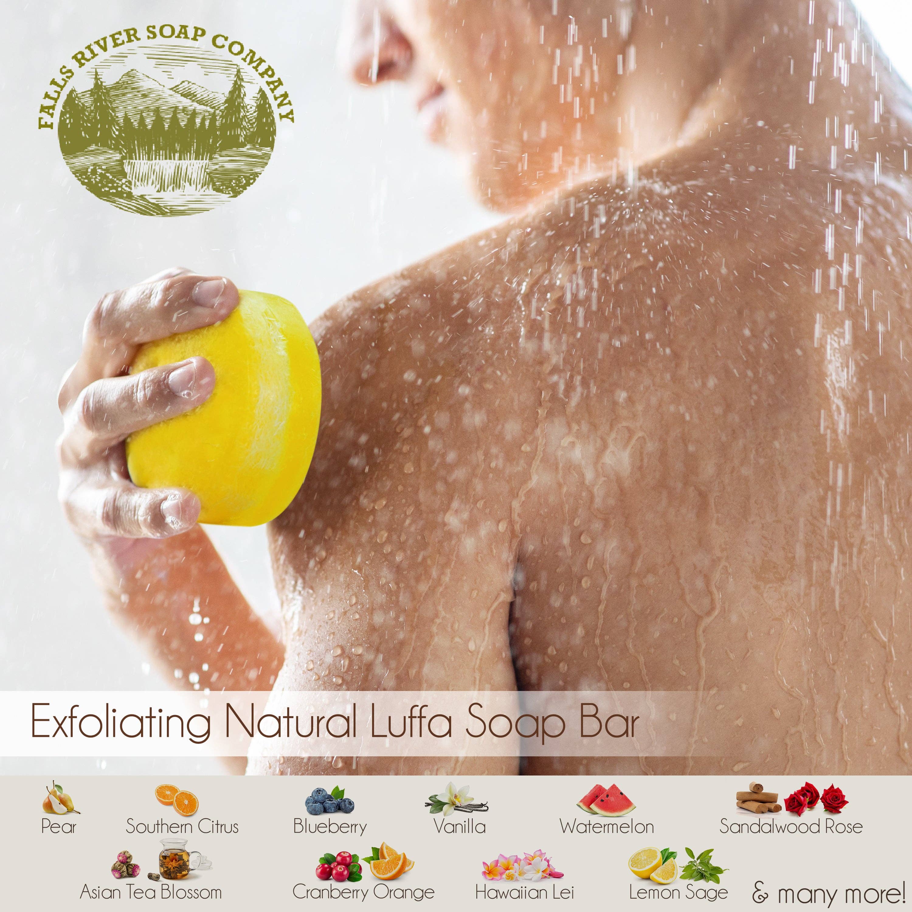 Falls River Soap Company - Wholesale Bar Soap - Watermelon 4 Oz Natural Luffa Soap Bar - Exfoliating Soap with Loofah Inside - Eco-Friendly, Natural Soap with Loofah Inside - Falls River Soap Company3