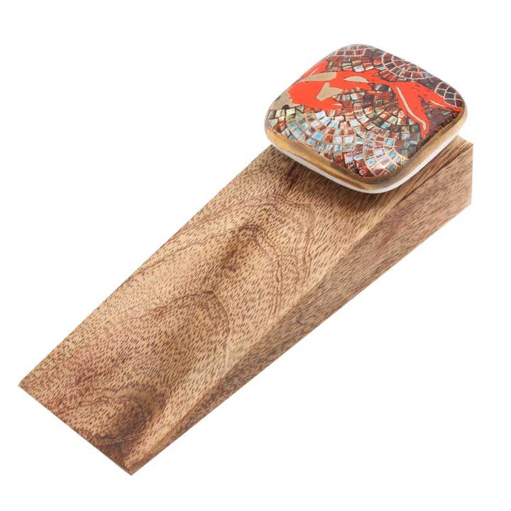 1 Piece Ceramic Wood Fish Door Stopper Wedge (Multi) for wholesale by Daana Paani LLC