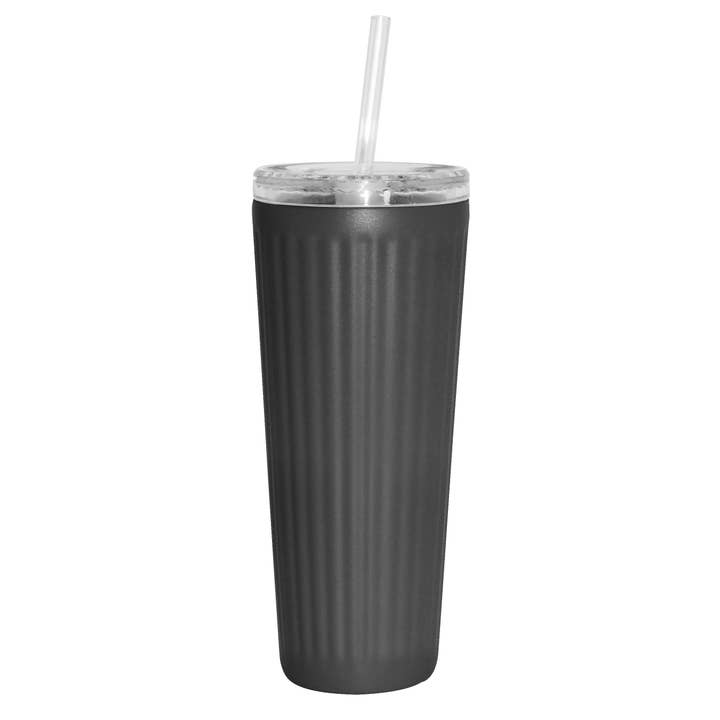 Travel Tumbler 24 oz Vacuum Insulated w/Straw - Black for wholesale by Oggi