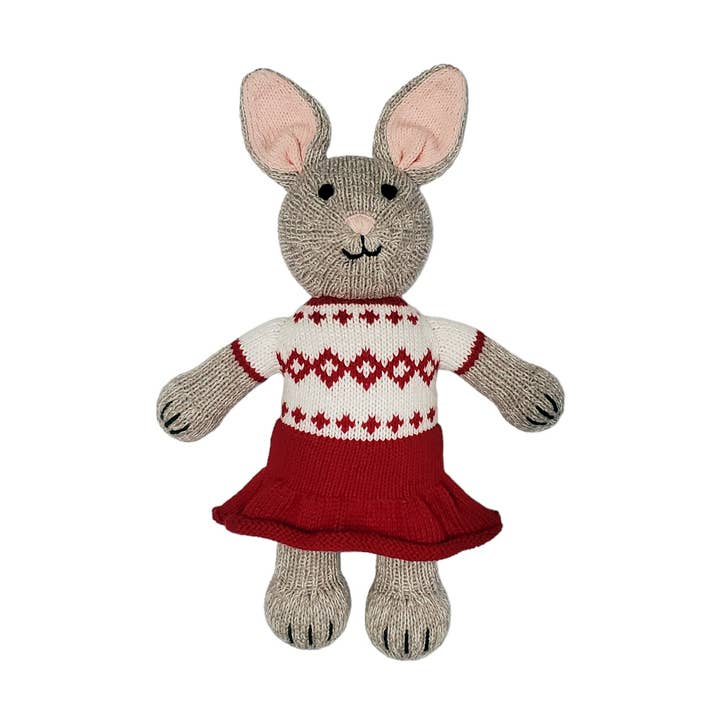 Handmade Knit Bunny In Sweater Dress Cotton Toy for wholesale by Melange Collection