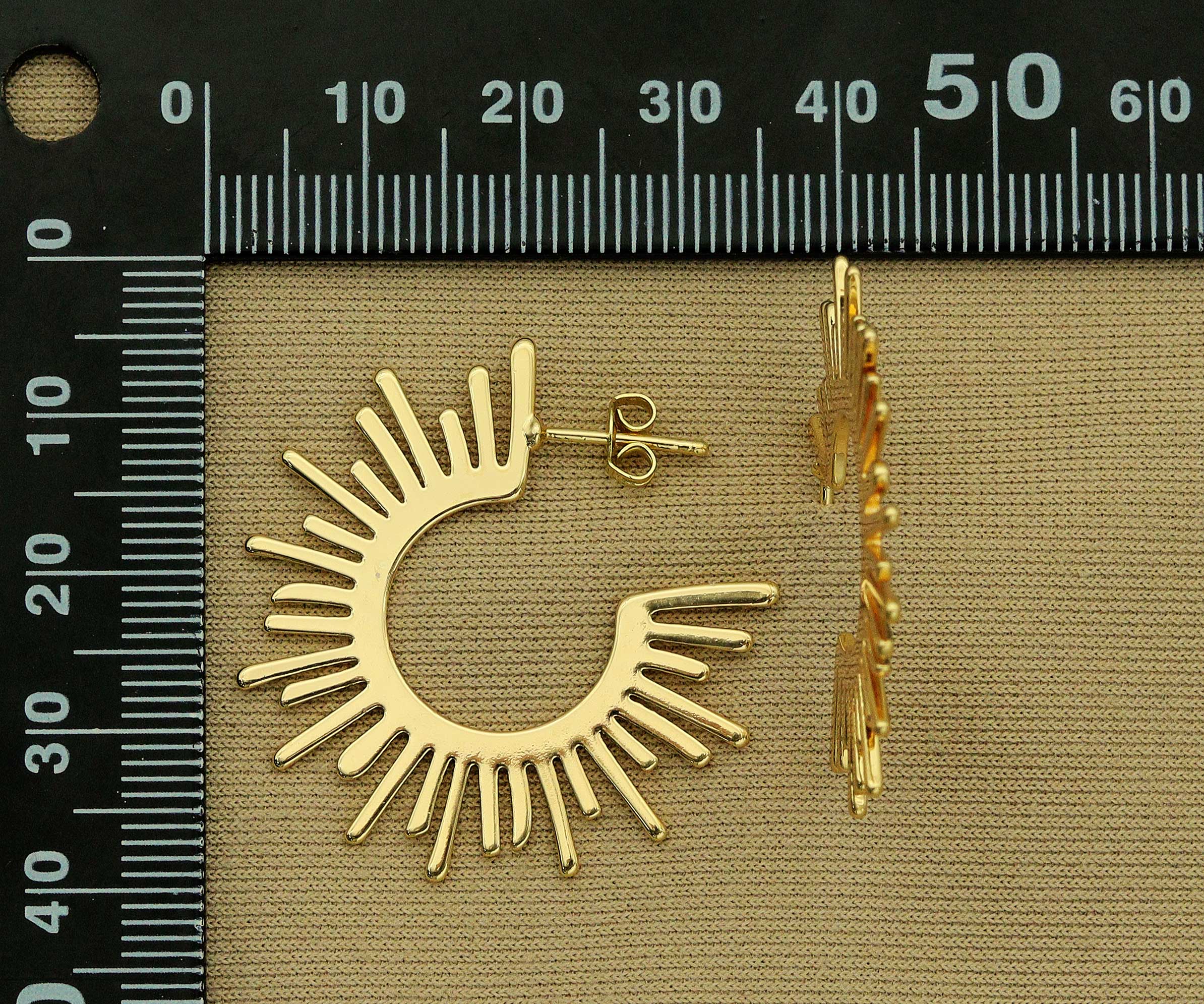 BestBeads&Beyond - Wholesale Hoop Earrings - Gold Sunshine Latch Back Closure Earrings, Sku#ZX582