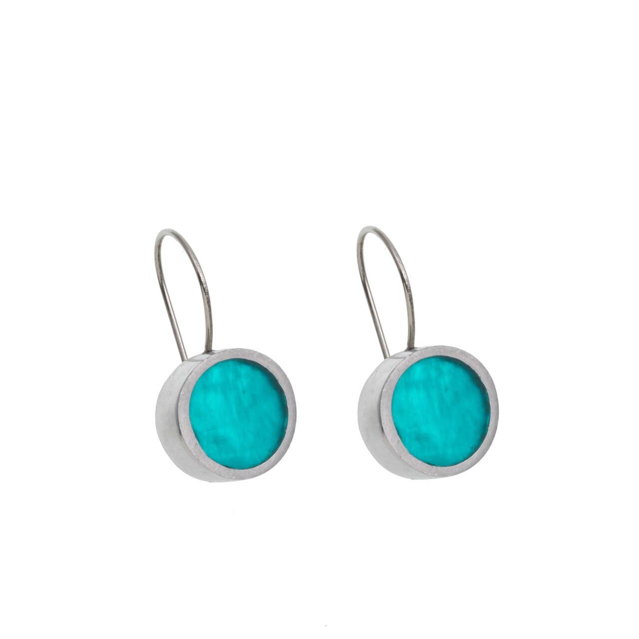 Origin Jewelry - Vente Boucles d'oreilles pendantes - Boucles d'oreilles pendantes en résine et coquillage - Rondes, monture argentée, 0,75"18