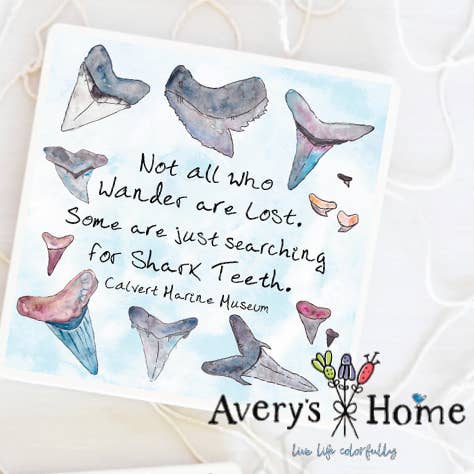 Calvert Museum Shark Tooth Tumbled Edge Stone Trivet for wholesale by Avery's Home