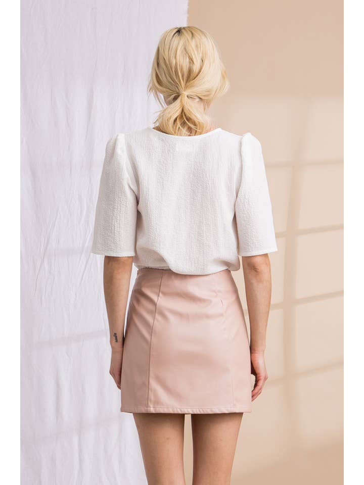 LENA - Wholesale Skirt - Women's - Leather Side Slit a Line Mini Skirts9