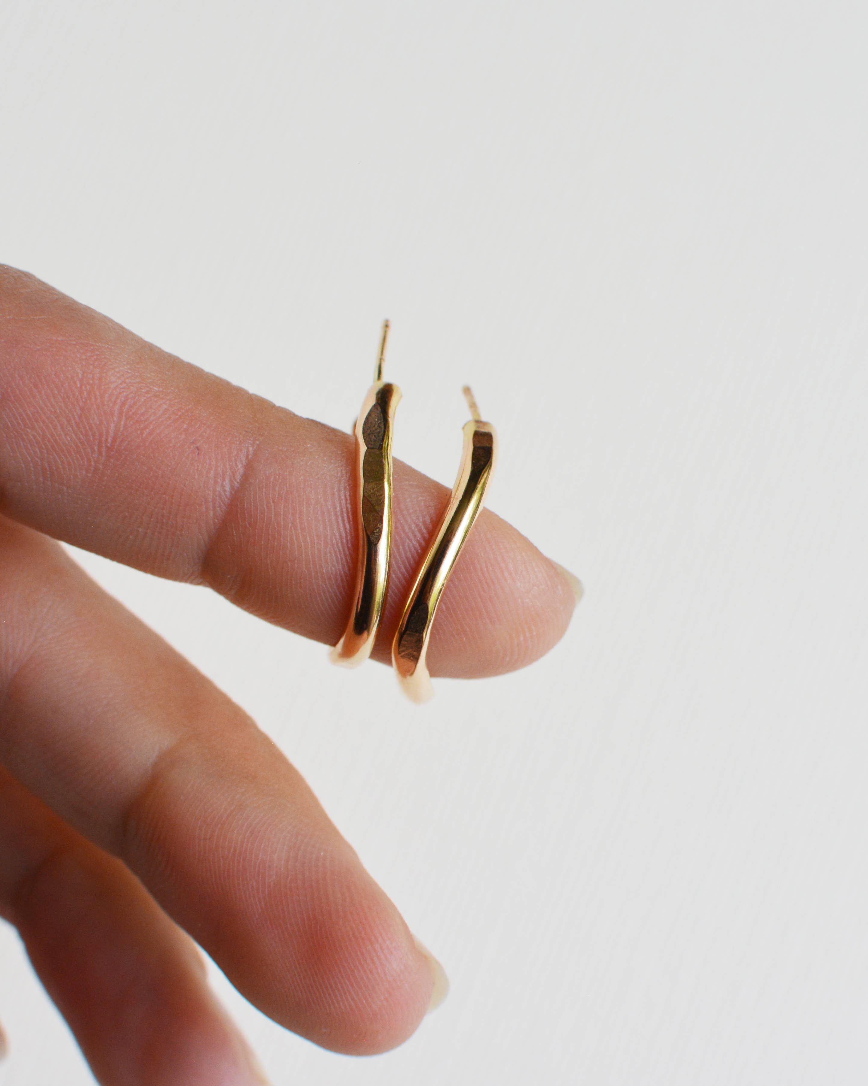 Gem & Blue - Wholesale Hoop Earrings - Gold Heli Hoops3