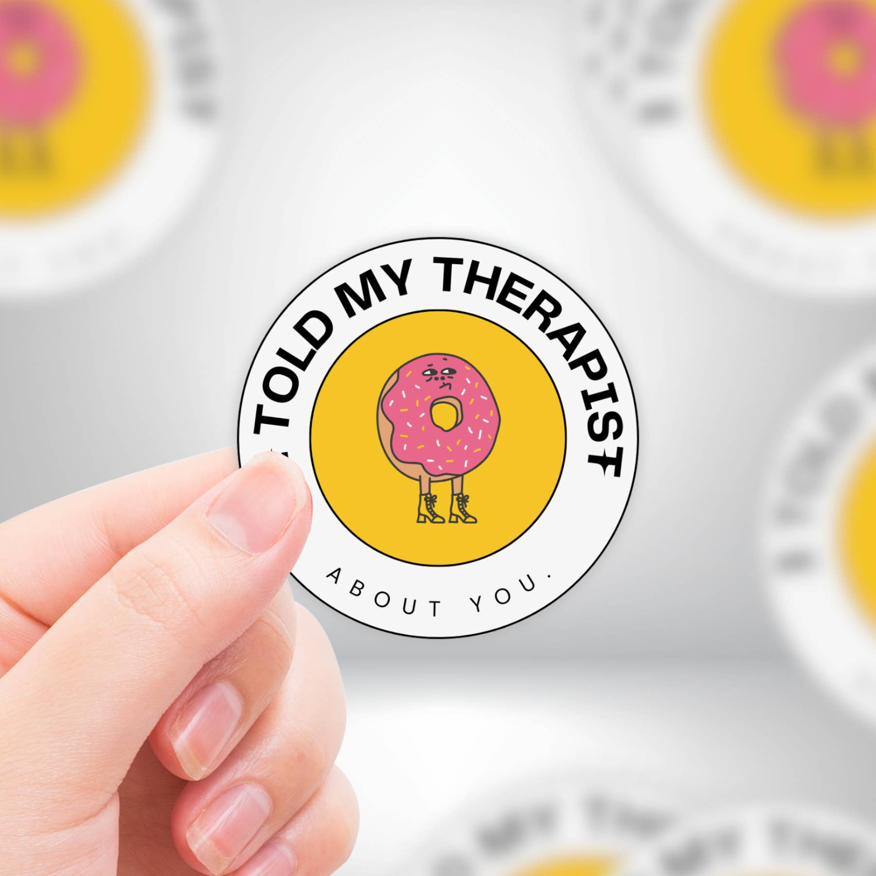 Coyote Color - Wholesale Sticker - Funny Donut Therapy Die-Cut Mental Health Sticker