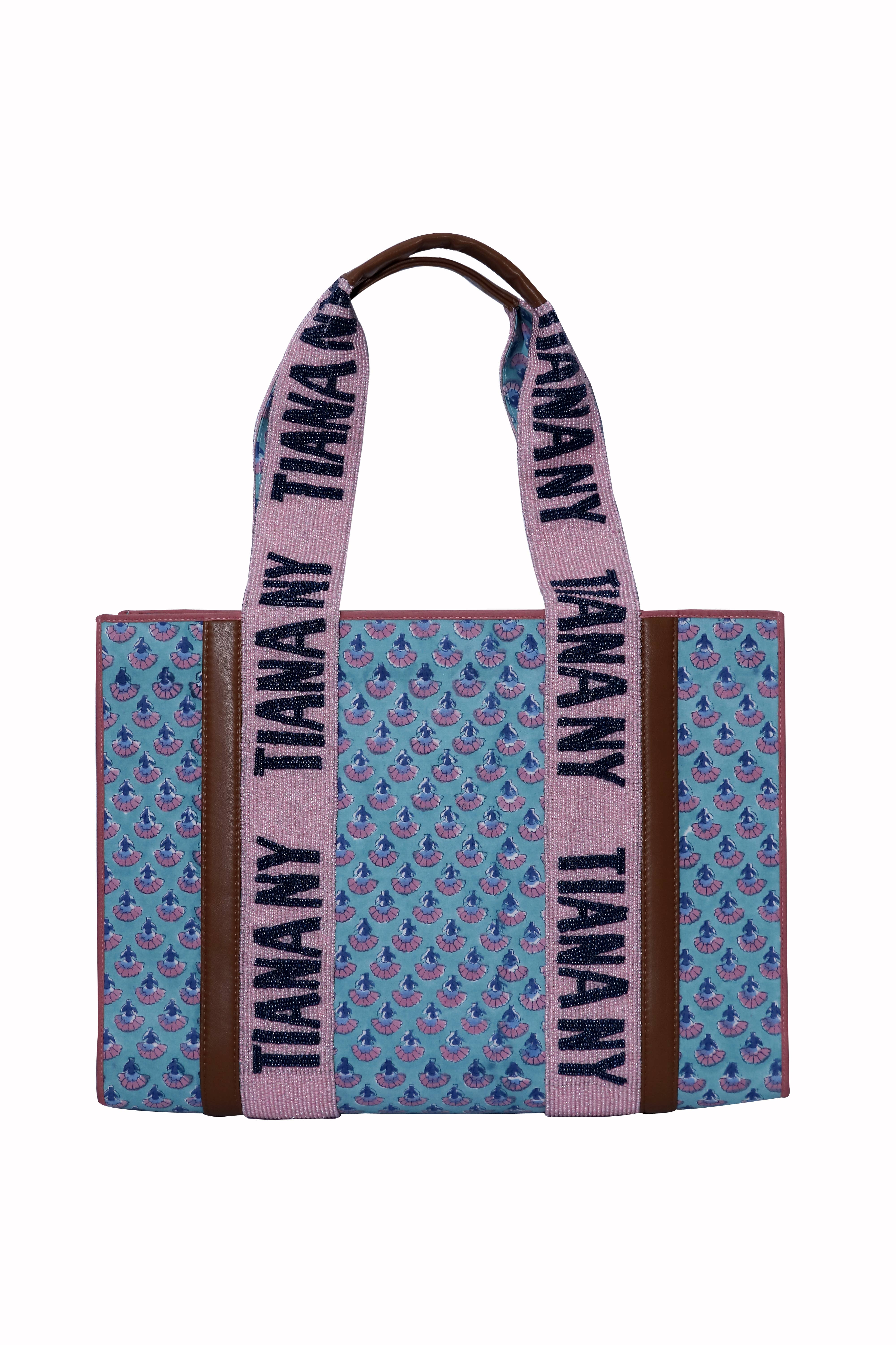 Tiana Designs - Wholesale Tote Bag - Women's - CLT BP2/3007 - Pink/Navy/Brown Leather