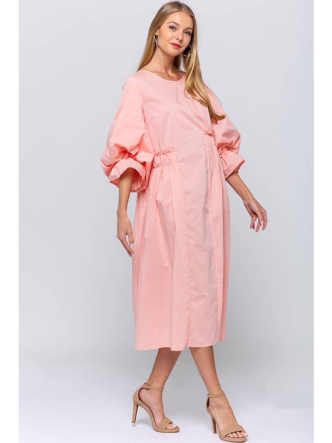 QMP Moda - Wholesale Dress - Women's - BALLOON SLEEVE POPLIN DRESS WITH SELF TIE BOW 5