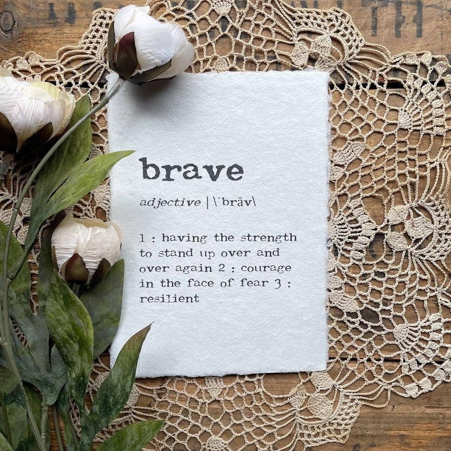 Alison Rose Vintage - Wholesale Art Print - brave definition print in typewriter font on handmade paper1