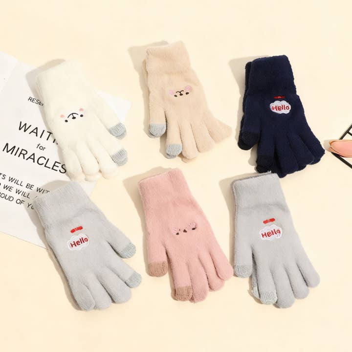 CUTE EMBROIDERED TOUCHSCREEN GLOVES_CWAG00641 for wholesale by DOUBLJU