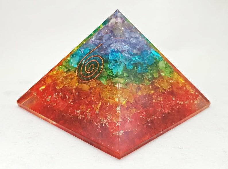 jiomind - Vente Pierre et cristal de spiritualité - Pyramide d'orgones de sept chakras Pyramide d'orgonite énergisée Reiki2