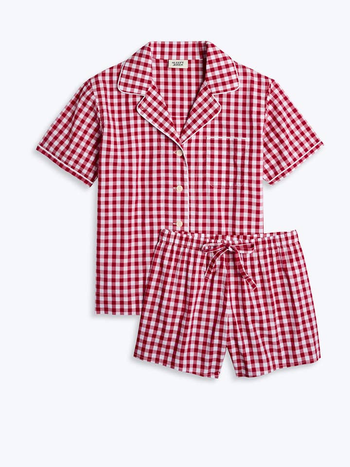 Conjunto de pijama Corita en cuadros rojos grandes para venta al por mayor de Sleepy Jones