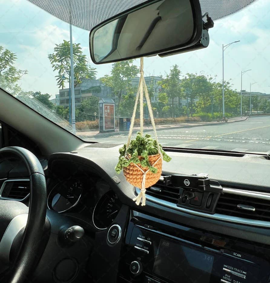 TOMOPOD LLC - Wholesale Car Decorative Charm - Women's - Crochet Car Plant Hanging Basket, Cute Car Decor for Women2
