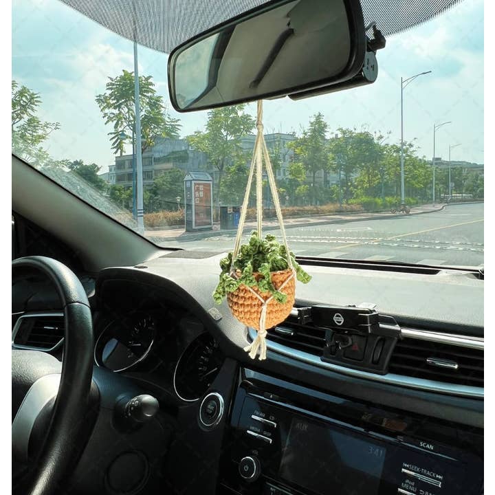 TOMOPOD LLC - Wholesale Car Decorative Charm - Women's - Crochet Car Plant Hanging Basket, Cute Car Decor for Women2