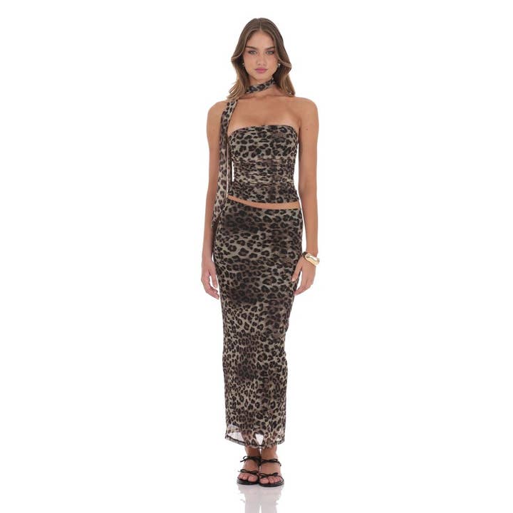 Mesh Maxi Skirt in Cheetah Print for wholesale by Lucy In The Sky