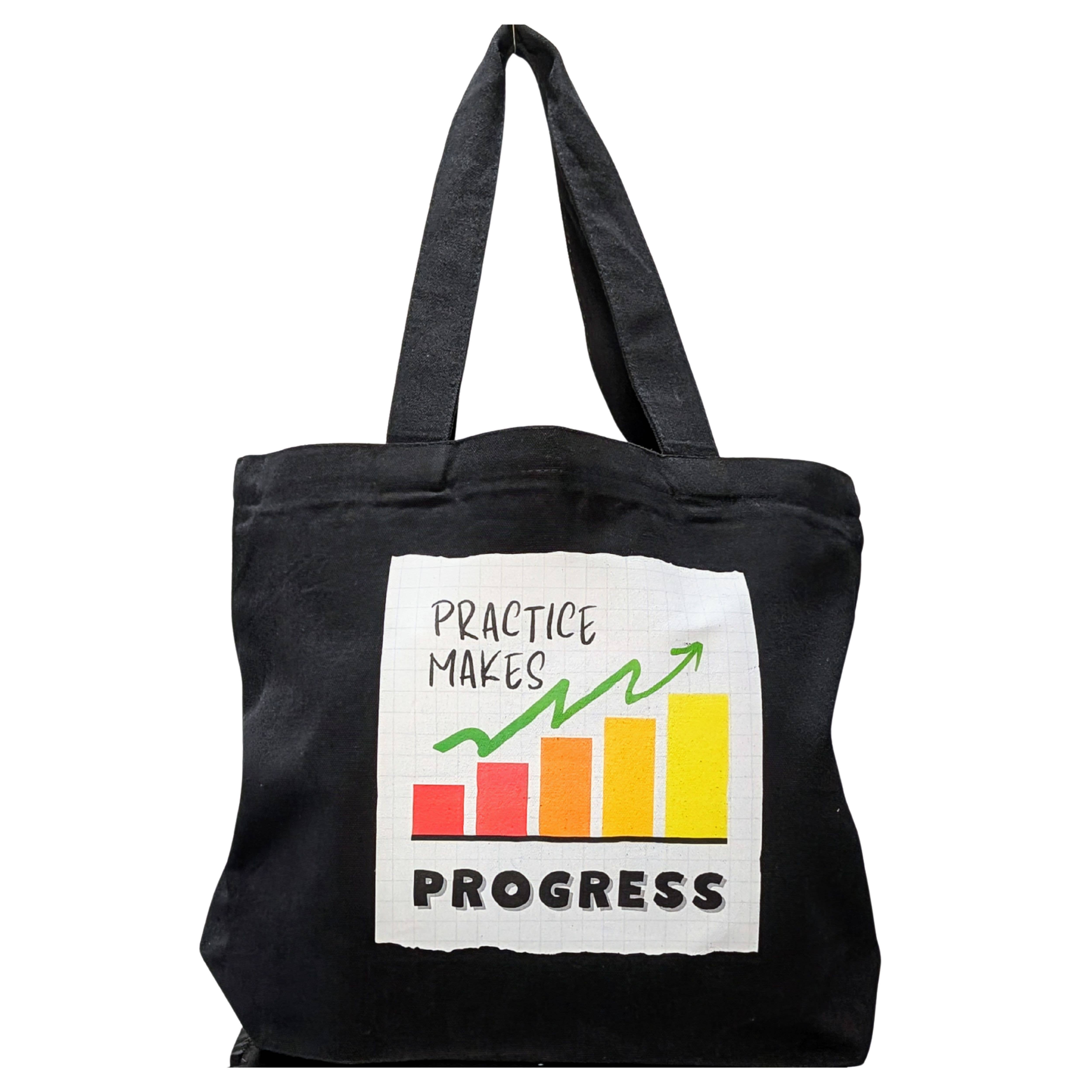 Create Action Design - Wholesale Tote Bag - Unisex - Practice Makes Progress - Teacher  Canvas Zipper Tote 2