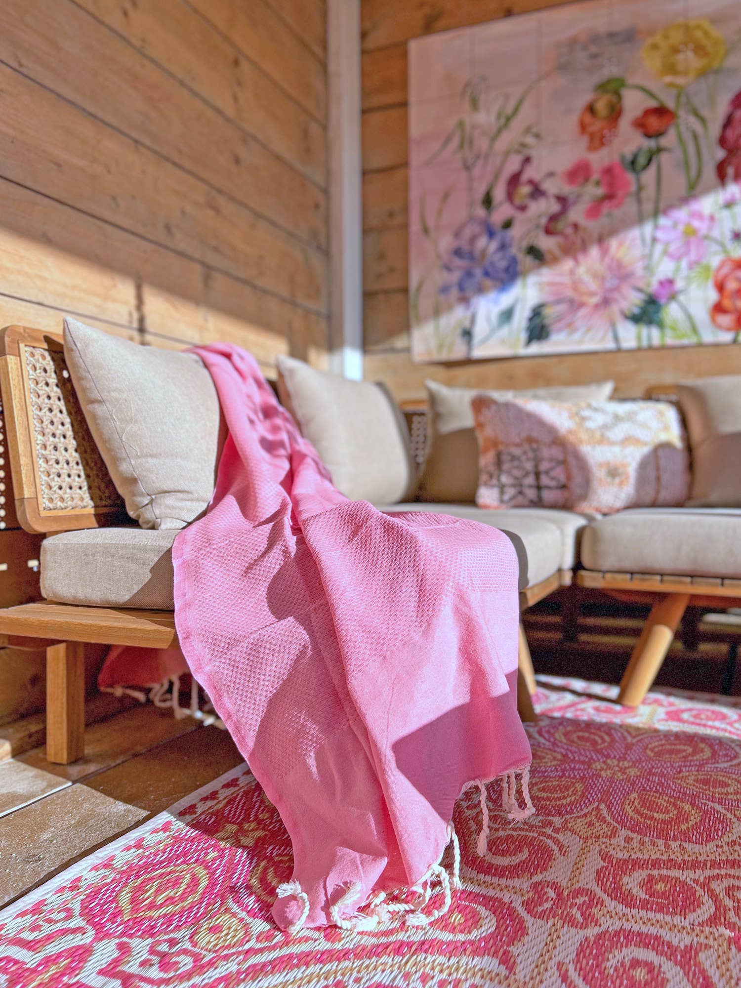 Lantara - Wholesale Beach Towel - Hammam Towel Fouta Waffle - Pink - 100x200cm3