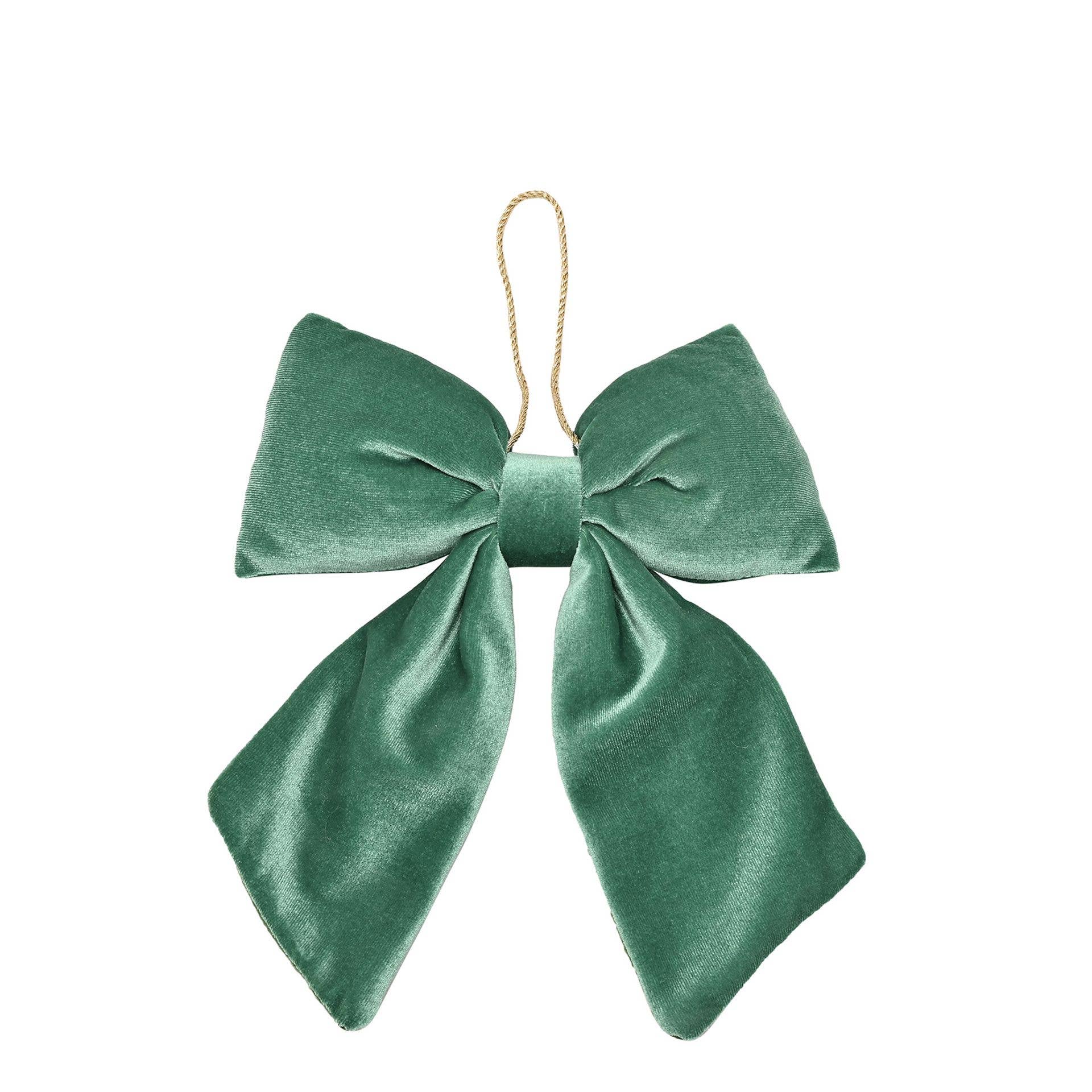 WIDDOP and Co. - Wholesale Christmas Decoration - Teal Velvet Hanging Bow 26x32cm0
