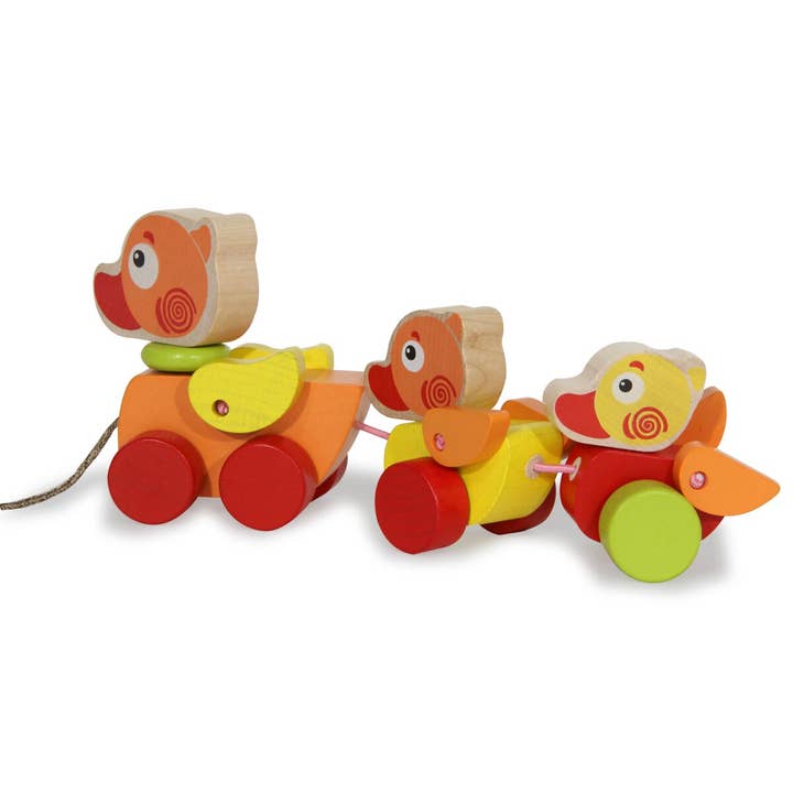 mhw24 - Venta al por mayor Juguete de madera - Niños - Juego de 3 juguetes de madera Kidiwood Pulling Duck Family