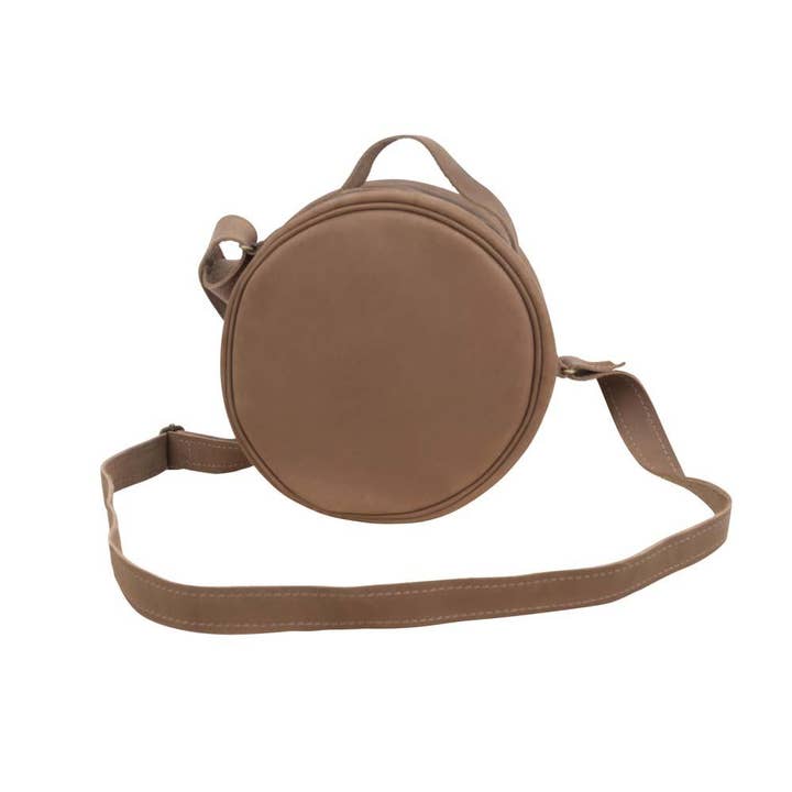 Sac rond en cuir | Marron pour la vente par Jerusalem Sandals