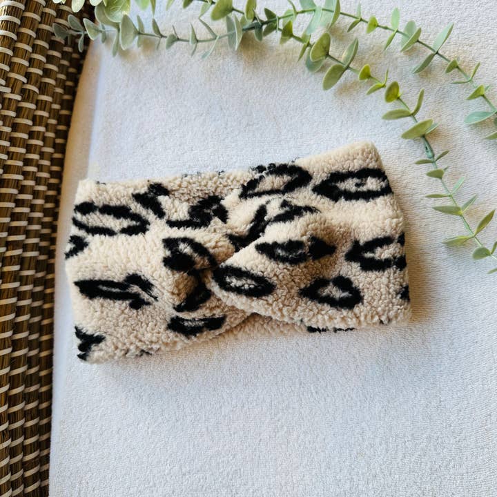 Teddy Twist Headband - Leopard Taupe for wholesale by Bibi Kidz
