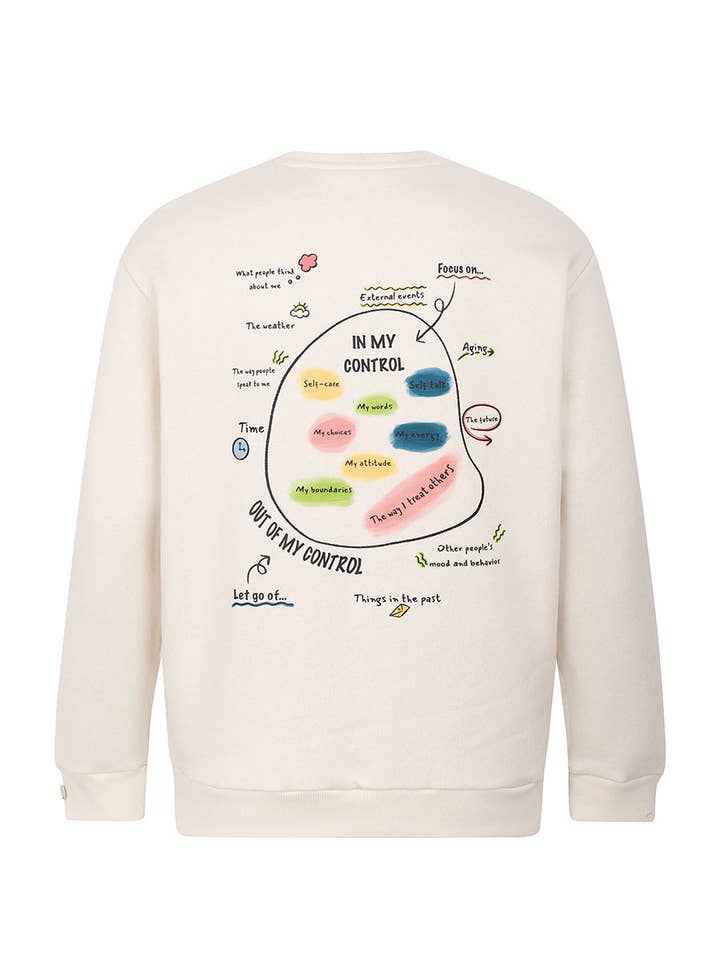 Unisex sweatshirt bomuld råhvid In my control for engroshandel hos Curious Cotton