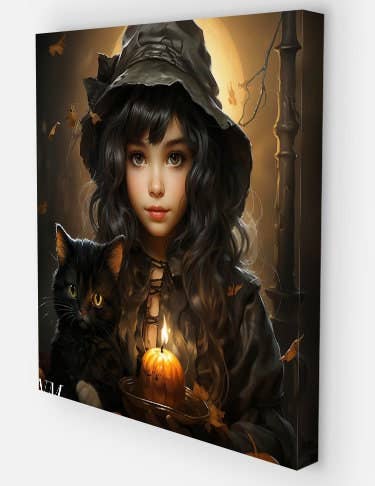 Art By Nataliia – Großhandel Kunstdruck – Halloween-Geschenk. Halloween-Dekor mit schwarzer Katze4