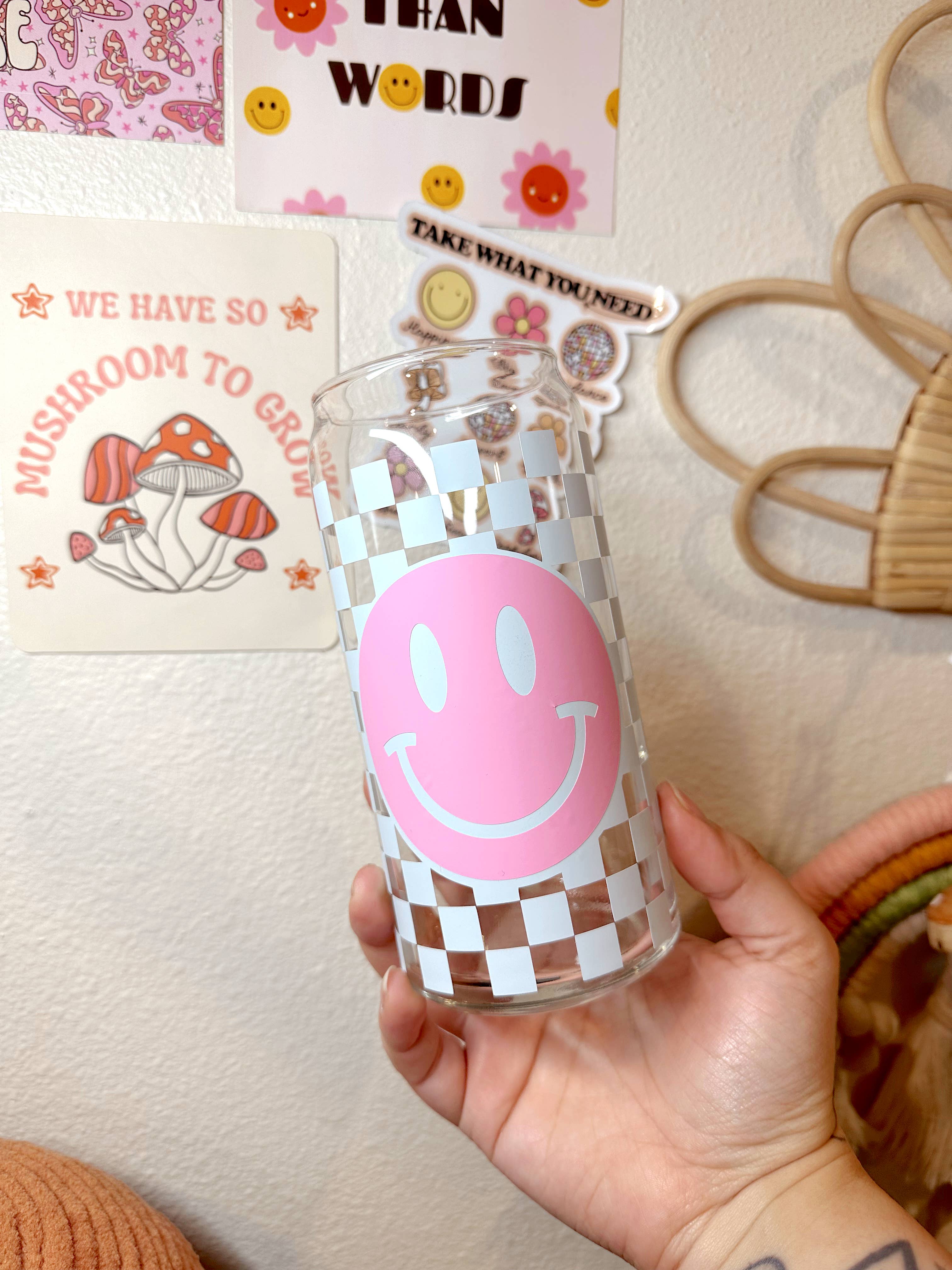 amarieacreates – Engroshandel Drikkeglas/kop – You Make Me Happy | Smiley ansigt med tern | Glas1