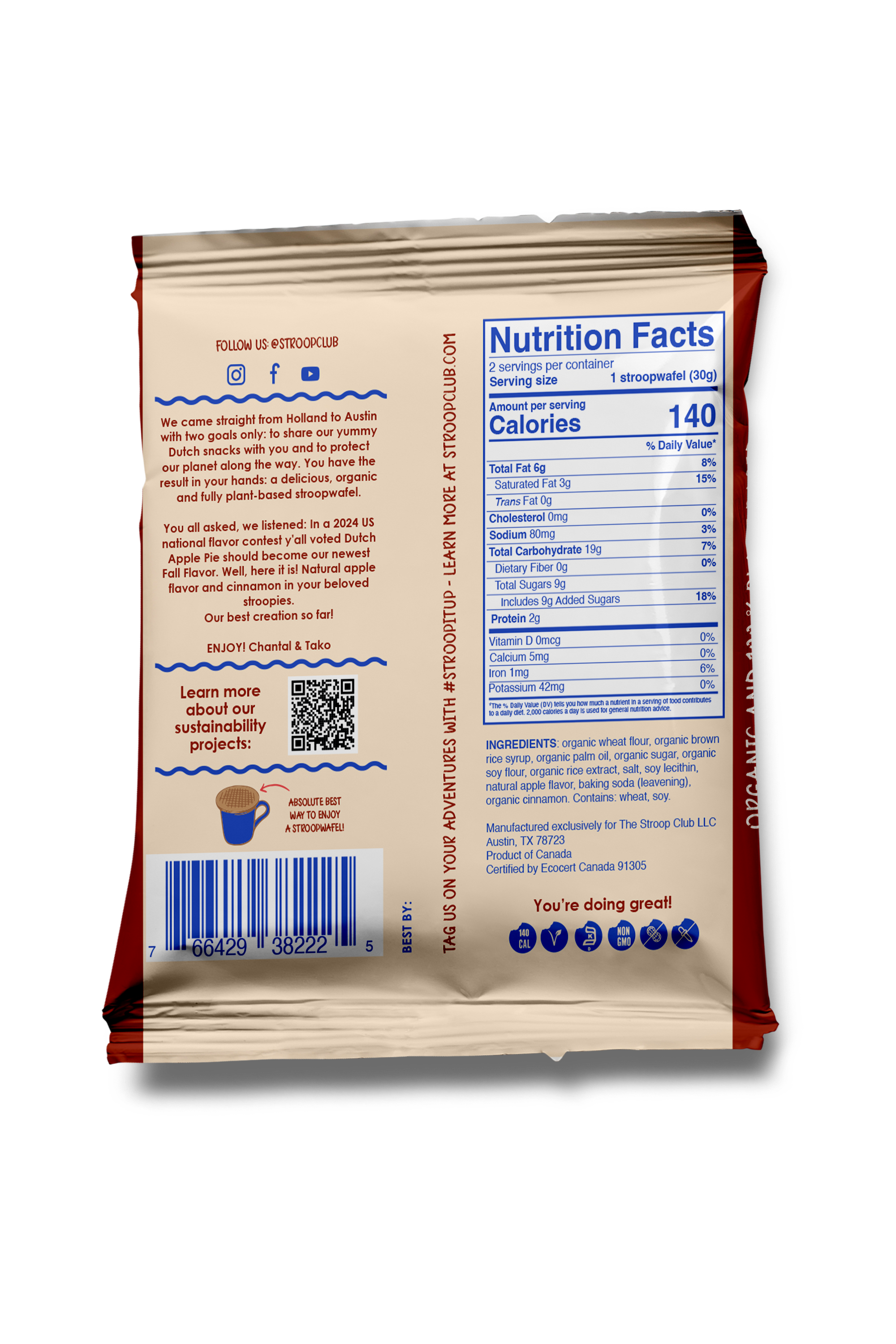 The Stroop Club (UK) – wholesale Biscuit – Apple Pie Caramel Organic and Plant Based Stroopwafel 2-pack3