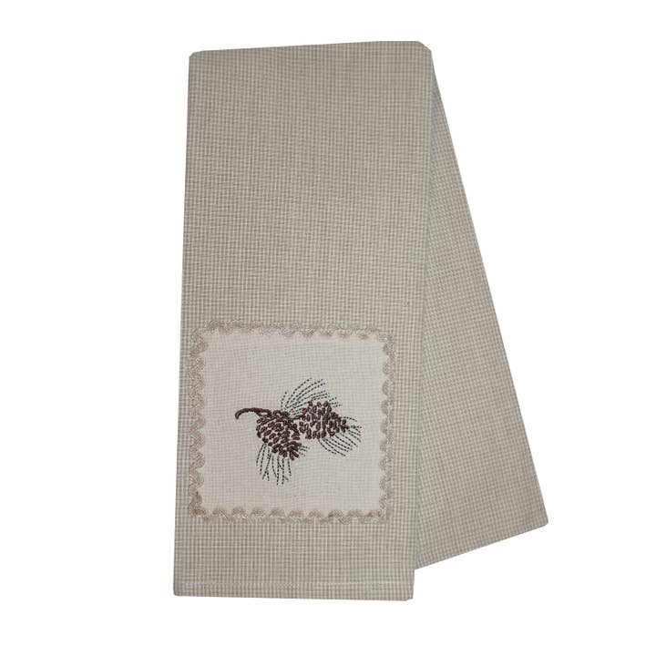 Hounds Tooth Pine Cone Kitchen Towel for wholesale by Michaelian Home/India Overseas Traders, Inc.