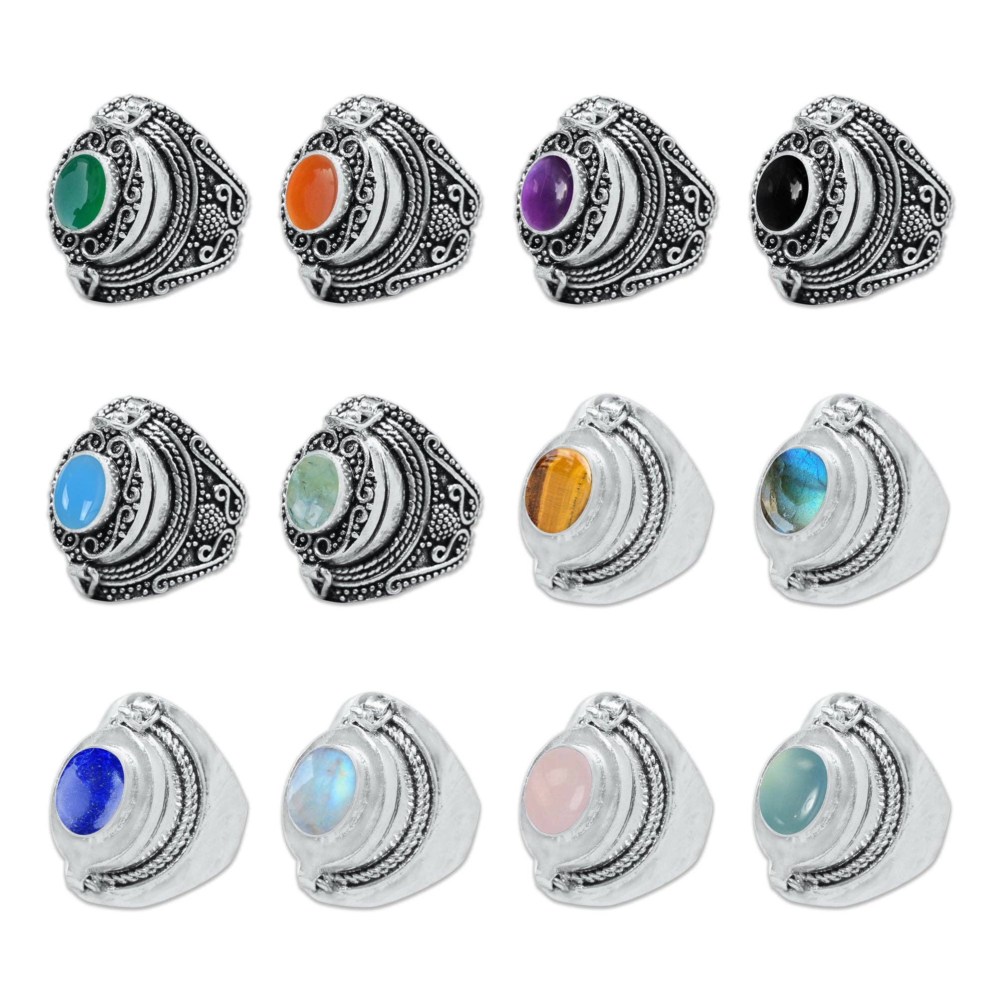 Handmade Jewels - Vendita all'ingrosso Anelli cocktail/statement - Anelli a Scomparto Placcati in Argento Fatti a Mano – Anelli Veleno con Scomparto Nascosto0