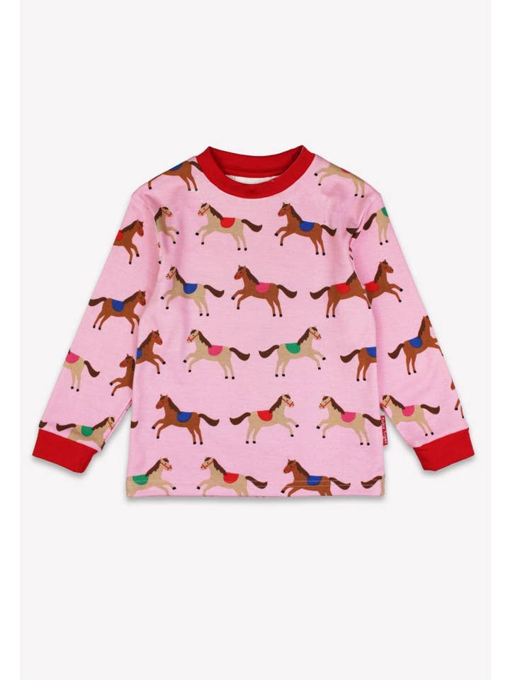Toby Tiger – wholesale Sleepwear set – Kids – Organic Pink Horse and Pony Print Pyjamas1