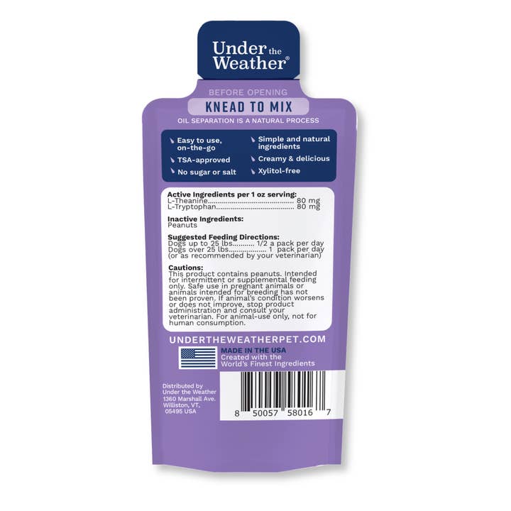 Pet Palette Distribution - Wholesale Pet Treats - Dog - Under the Weather PB & Chill Calming Peanut Butter 1oz