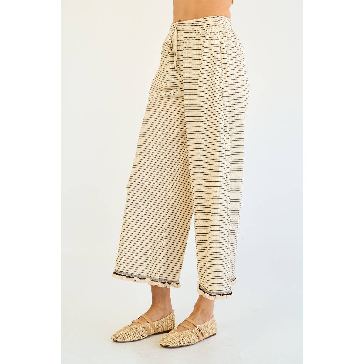 The GREii - Vente Pantalon – femme - Pantalon à volants rayés3