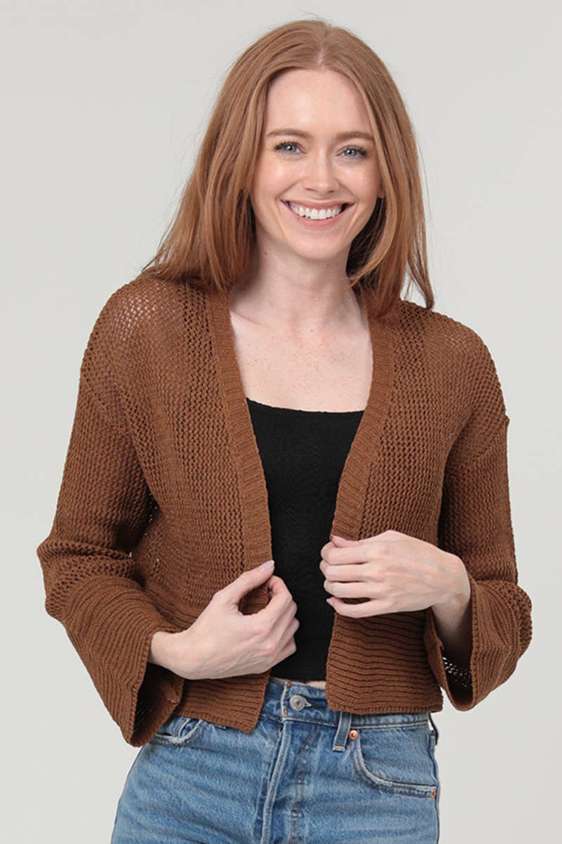 ANGIE - Wholesale Cardigan - Women's - XHS24-ASIS LIGHT WEIGHT OPEN KNIT CARDIGAN SWEATER22